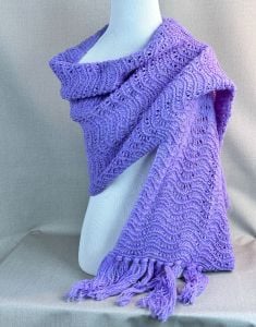 Vintage Handmade Crochet Lilac Fringed Shawl / Stole