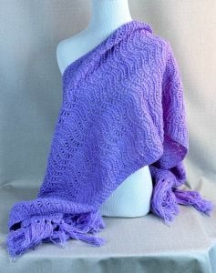 Vintage Handmade Crochet Lilac Fringed Shawl / Stole - Fashionconservatory.com