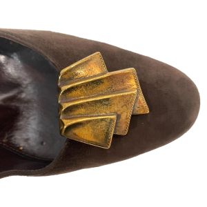 80s Large Bronze Avant Gardé Shoe Clips 