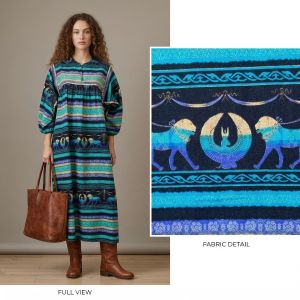 70s 80s Blue Purple & Gold Egypt Print MuuMuu Kaftan Maxi Dress