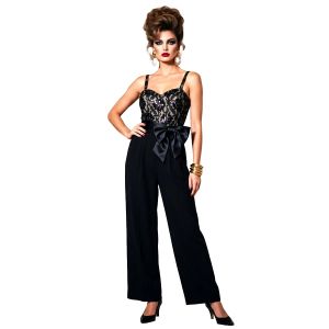 Black Wide Leg Jumpsuit w Lace Beads and Sequins | XSmall - Fashionconservatory.com