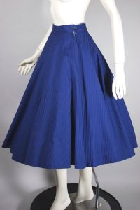 Blue on blue stripes cotton 1950s circle skirt  - Fashionconservatory.com
