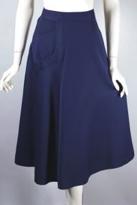 Navy blue rayon gabardine skirt late 1940s 