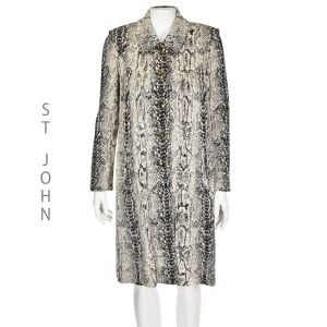 ST. JOHN Black and Ivory Snakeskin Pattern Santana Knit Coat 2008 SIZE 6