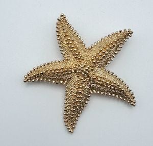 Vintage 60s Goldtone Textured Starfish Brooch by Monet 