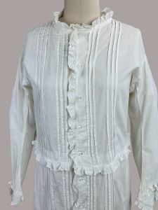 Victorian Whitewear, Antique Handmade White Cotton Bridal Nightgown, 1878, History with Provenance - Fashionconservatory.com