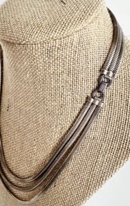 Vintage Forstner Sterling Silver Triple Snake Chain Necklace