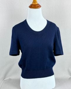 Navy Blue St John Basics Short Sleeve Pullover, Sz S - Fashionconservatory.com