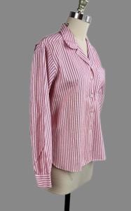 Vintage Red and White Stripe Long Sleeve, Button Front Blouse by Ship N Shore, Sz 40 - Fashionconservatory.com