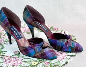 80s Plaid Spike Heels Stuart Weitzman Shoes for Mr Seymour Sz 9B - Fashionconservatory.com