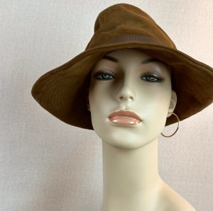 70s Brown Suede Floppy Wide Brim Hat by Ambrose - Fashionconservatory.com