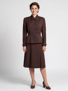 Vintage 1940s Brown Fitted Two Piece Suit by Swansdown