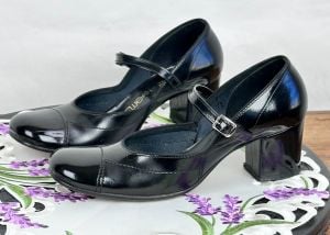 Vintage 80s Black Mary Jane Heels by Sweet Steps, Sz 7 1/2 B - Fashionconservatory.com
