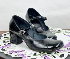 Vintage 80s Black Mary Jane Heels by Sweet Steps, Sz 7 1/2 B