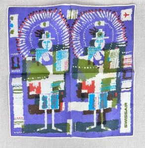 Vintage 1960s Souvenir Travel Handkerchief by Swissair, Deadstock