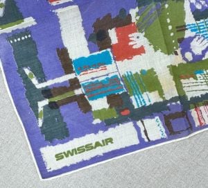 Vintage 1960s Souvenir Travel Handkerchief by Swissair, Deadstock - Fashionconservatory.com
