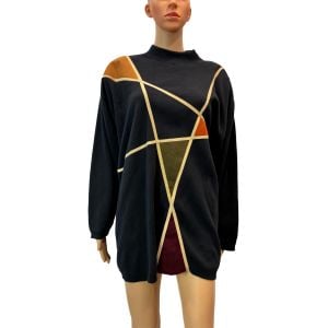 90s Vintage Tunic Minimalist Oversized Mock Neck Artwear Top