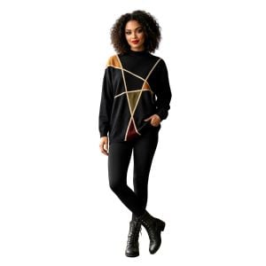 90s Vintage Tunic Minimalist Oversized Mock Neck Artwear Top - Fashionconservatory.com