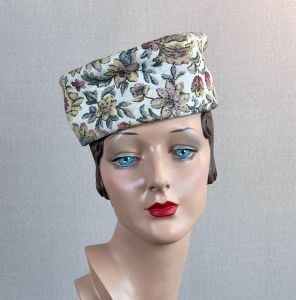 50s Tapestry Pillbox Hat by Capadors