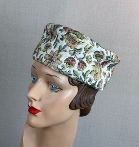 50s Tapestry Pillbox Hat by Capadors - Fashionconservatory.com