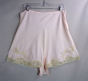 40s Pink Lace Step Ins or Tap Panties by Cor-Ann, I Magnin, Sz XL