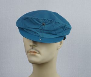 Vintage Mans Hat Teal Canvas Adjustable Flat Cap, Snap Brim, Sz M L NOS - Fashionconservatory.com