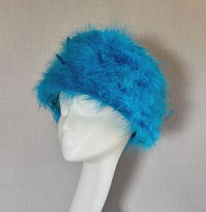 Vintage 60s Teal Peacock Feather Turban Style Hat by Jonquil - Fashionconservatory.com