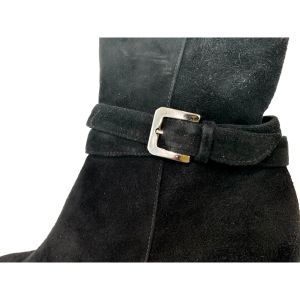 Size 6 Y2K Italian Black Kid Suede Ankle Boots with Heels Straps & Buckles  - Fashionconservatory.com