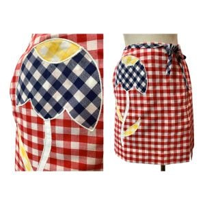 60s Gingham Tulip Tennis Skort Red & White Mod W28
