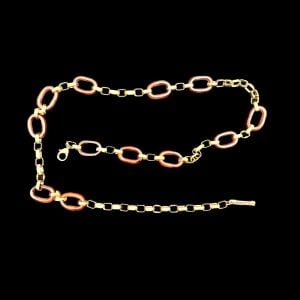 90s Chain Belt Gold Resin Faux Tortoise Link  Waist Belt | Dangle Chain Statement Belt