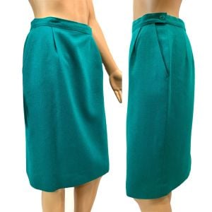 Vintage Pendleton Teal Virgin Wool Pencil Skirt