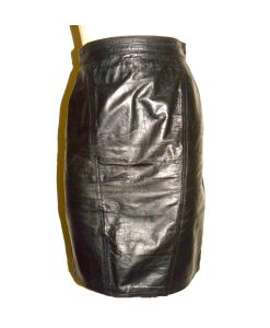80s Black Leather PENCIL Skirt | Tight Fit High Waist Above Knee Skirt | W 27''