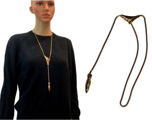 80s Era Gold Lariat Necklace | Mod Avant Gardé Bolero Slide