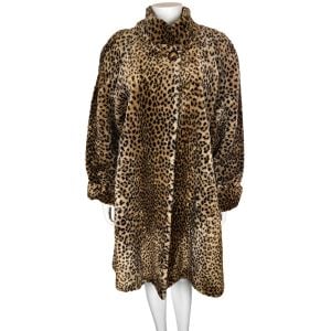 Vintage 1980s Leopard Print Faux Fur Coat by Utex Ladies Size S