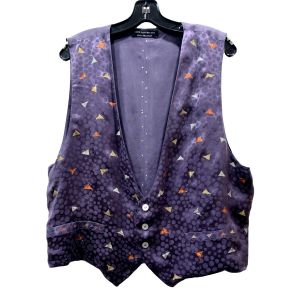 90s Hand Painted Smoky Purple Silk Vest  - Fashionconservatory.com