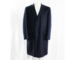 Brooks Bros Cashmere & Vicuna Coat - Small 1950s Overcoat - Navy Blue Rare Luxury Wool - 39 Short