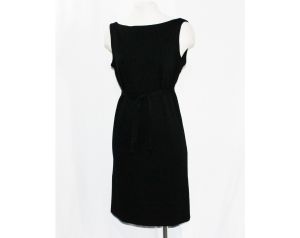 1960s Minimalist Dress - Designer Rudi Gernreich 1960s Black Wool Knit Sheath & Belt - Size 4 Small 