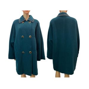 80s Teal Alpaca & Wool Coat | Italy 42 | M/L 