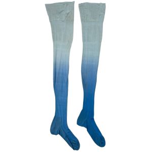 Vintage 1920s Silk Stockings Ombre Blue Van Raalte Size 9 - Fashionconservatory.com