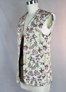 Vintage 60s Quilted Tapestry Style Long Vest by John Meyer, Sz 14 - Fashionconservatory.com