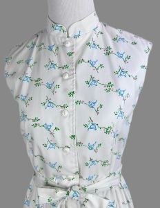 Vintage 80s Novelty Print Dress by Vested Gentress, Blue Birds, Sz 6 - Fashionconservatory.com