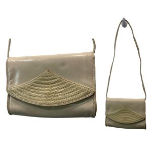 80s Cream Leather & Snakeskin Mini Shoulder Bag Clutch - Fashionconservatory.com