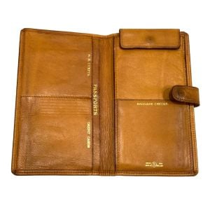 70s Vintage British Tan Bridle Hide Leather Travel Wallet Organizer 