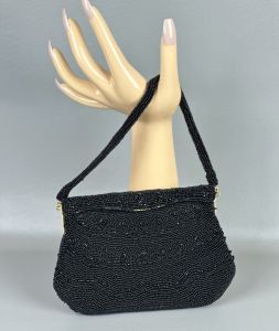 Vtg Walborg Handbag Black Beaded Evening Purse - Fashionconservatory.com