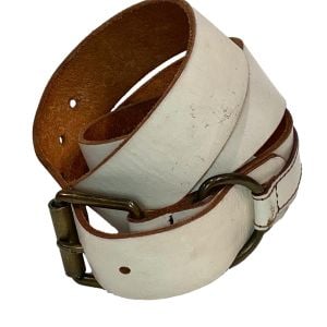 Vintage 90s GAP White Distressed Leather Belt | Utility Ring Belt M
