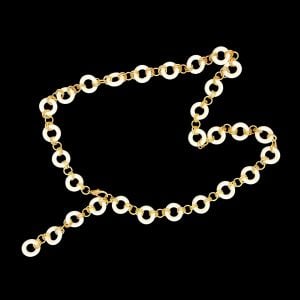 70s  White Gold Chain Belt Minimalist Statement Hip Belt Resort Style Chunky Link - Fashionconservatory.com