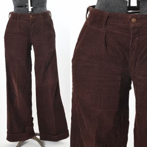 70s Brown Wide Flare Corduroy Pants