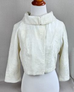 Vintage 60s White Faux Fur Bolero Evening Jacket