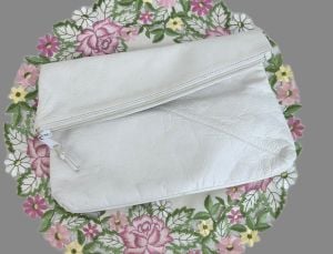Vintage White Leather Clutch Bag by Toni