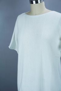 NOS White Cotton Knit Short Sleeve Sweater by Pendleton, Sz XL - Fashionconservatory.com